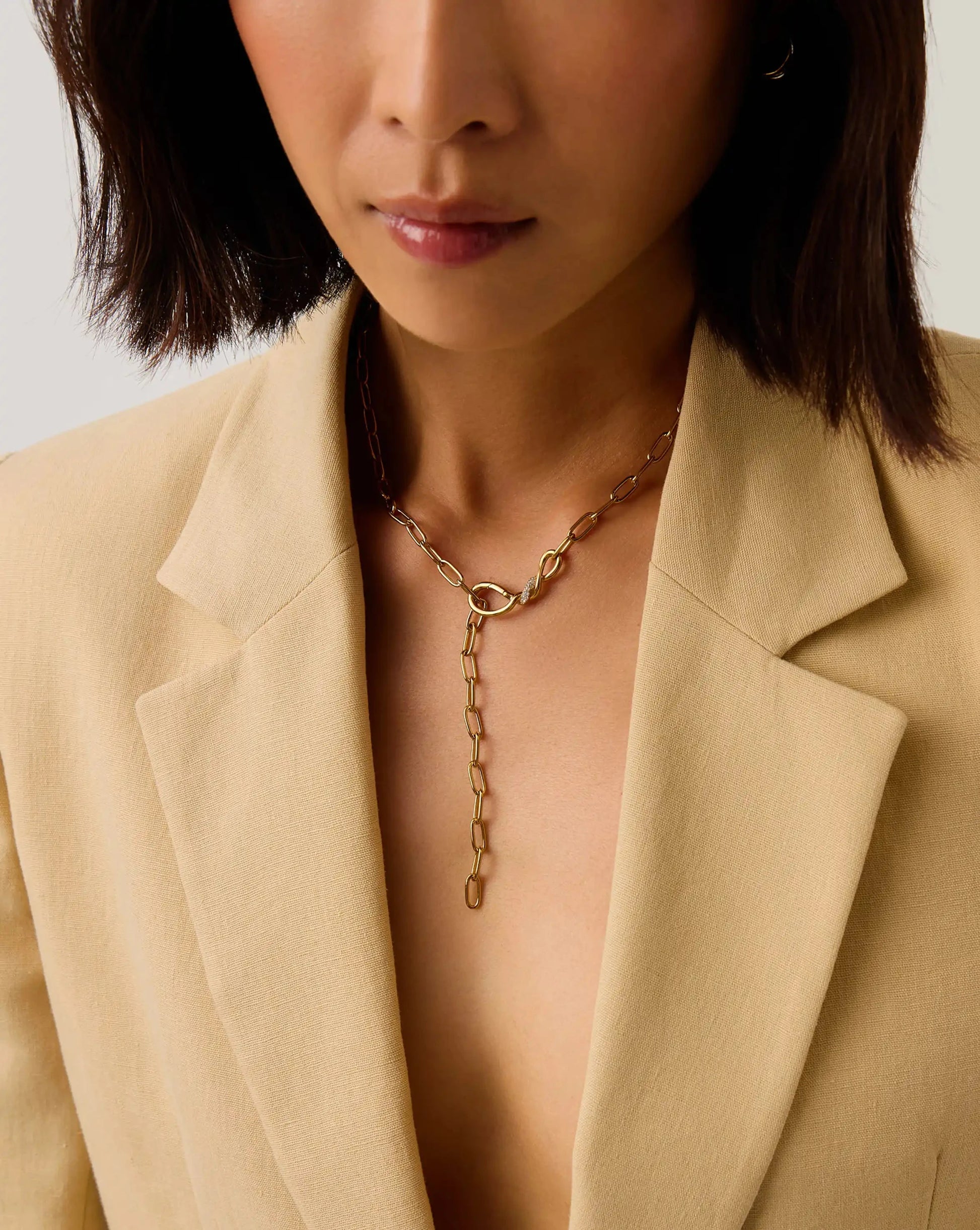 Molten Snow Paperclip Chain Necklace | 18ct Gold Plated/Cubic Zirconia Necklaces Missoma 