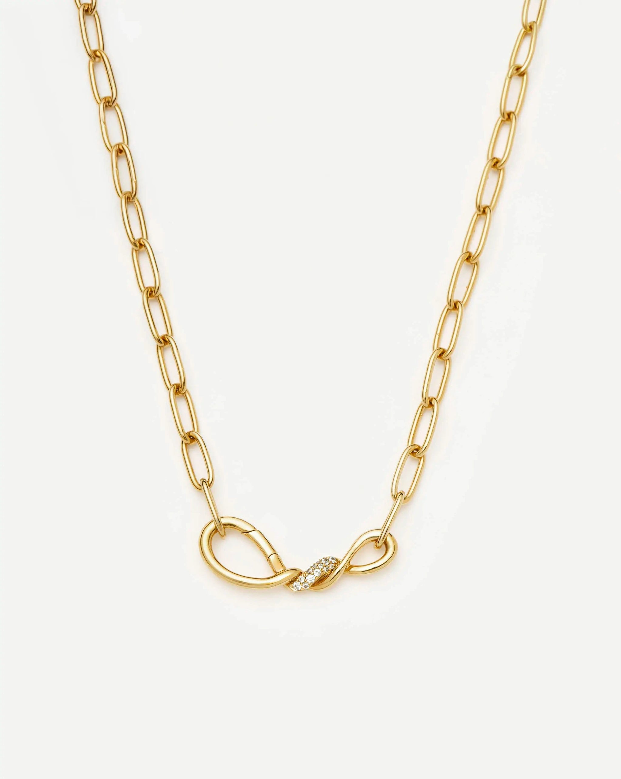 Molten Snow Paperclip Chain Necklace | 18ct Gold Plated/Cubic Zirconia Necklaces Missoma 