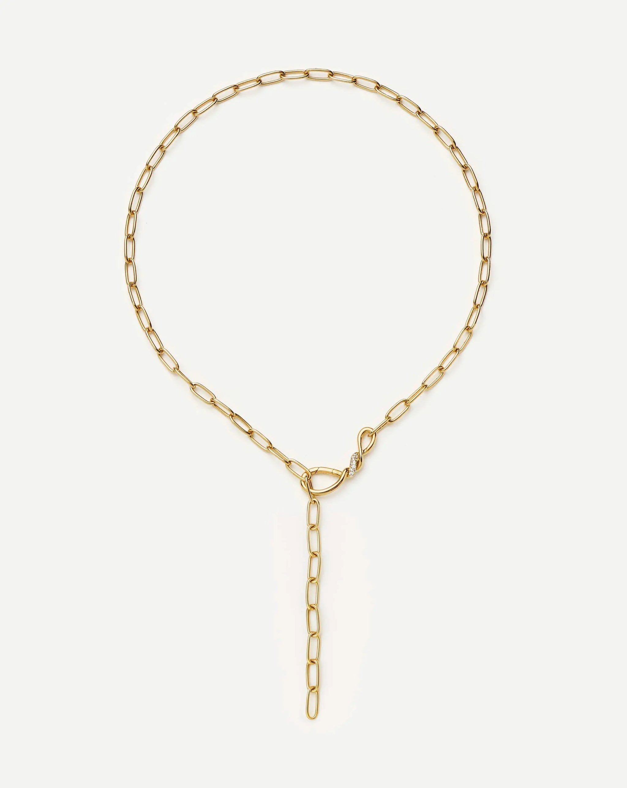 Molten Snow Paperclip Chain Necklace | 18ct Gold Plated/Cubic Zirconia Necklaces Missoma 