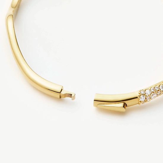 Molten Snow Ripple Hinged Bangle | 18ct Gold Plated/Cubic Zirconia Bracelets Missoma 