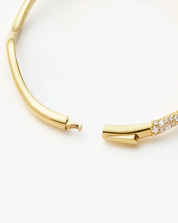 Molten Snow Ripple Hinged Bangle | 18ct Gold Plated/Cubic Zirconia Bracelets Missoma 