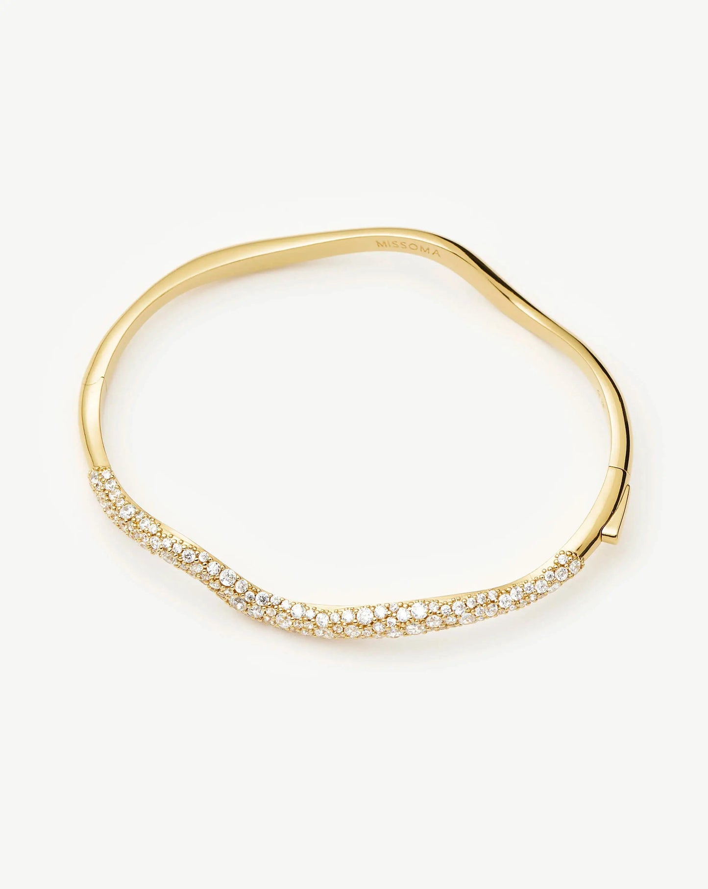 Molten Snow Ripple Hinged Bangle | 18ct Gold Plated/Cubic Zirconia Bracelets Missoma 