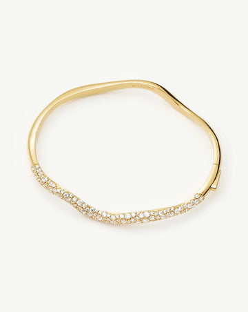 Molten Snow Ripple Hinged Bangle | 18ct Gold Plated/Cubic Zirconia Bracelets Missoma 