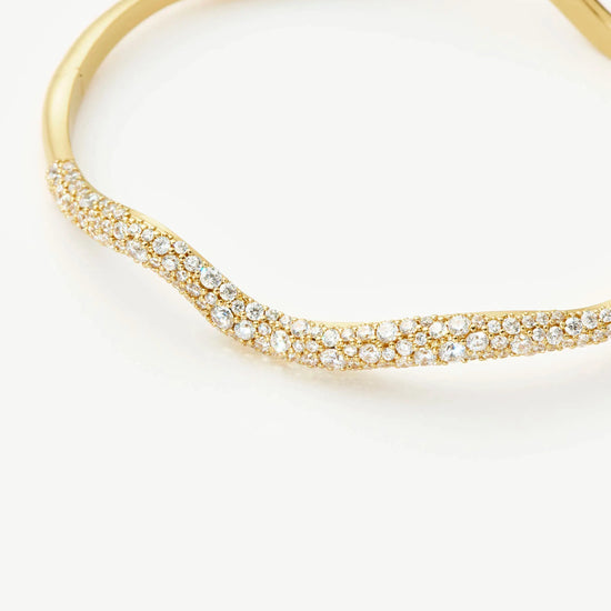 Molten Snow Ripple Hinged Bangle | 18ct Gold Plated/Cubic Zirconia Bracelets Missoma 