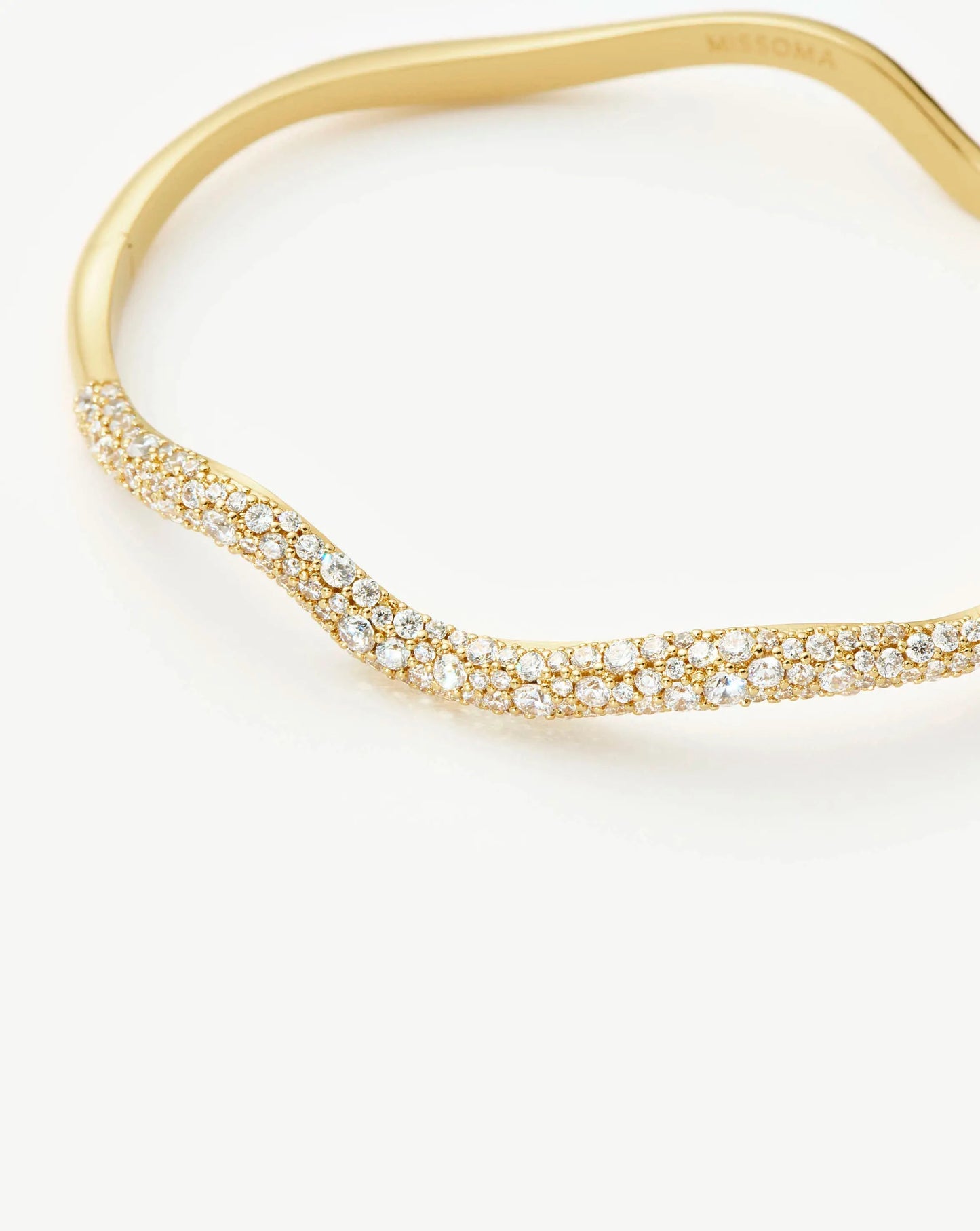 Molten Snow Ripple Hinged Bangle | 18ct Gold Plated/Cubic Zirconia Bracelets Missoma 