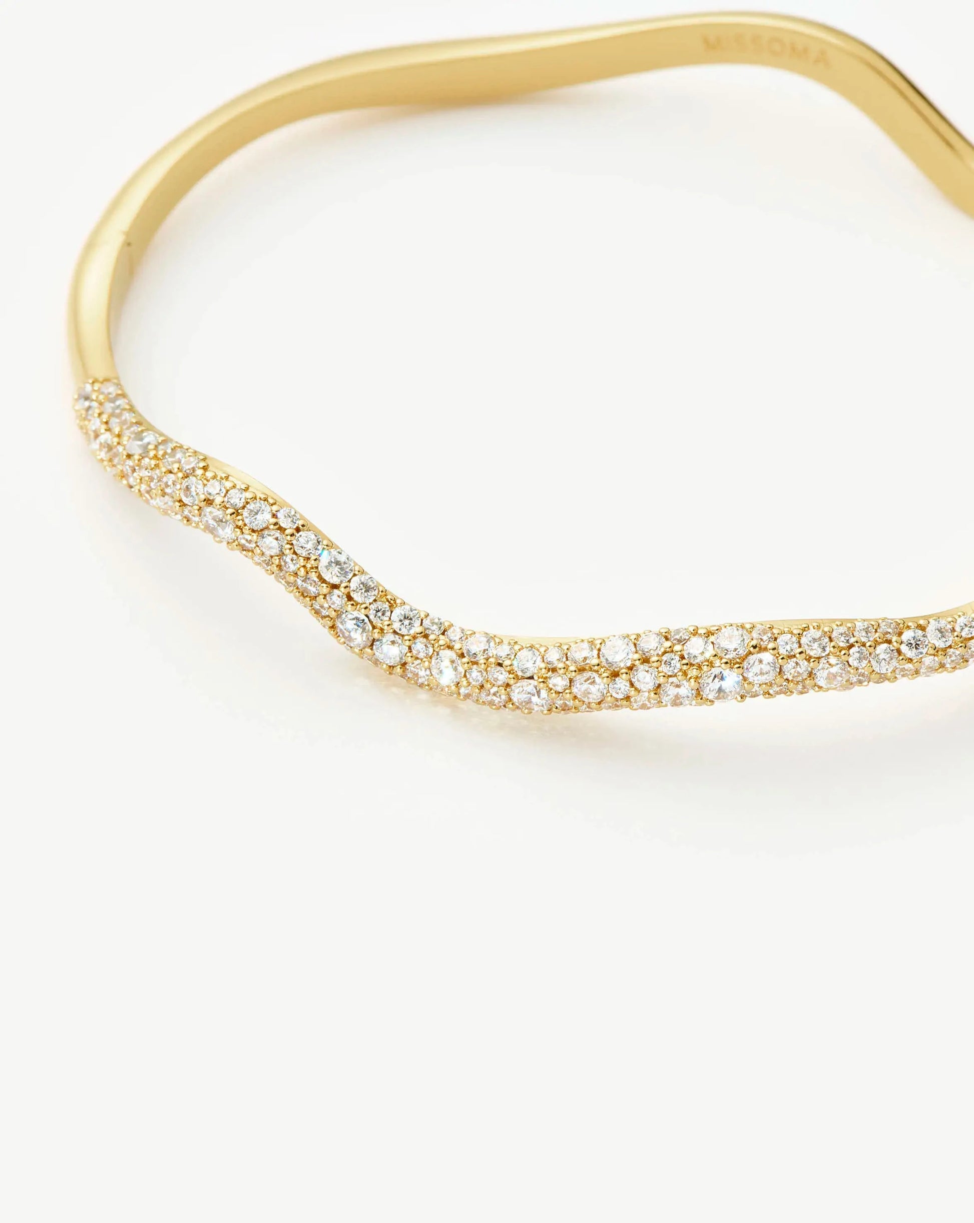 Molten Snow Ripple Hinged Bangle | 18ct Gold Plated/Cubic Zirconia Bracelets Missoma 