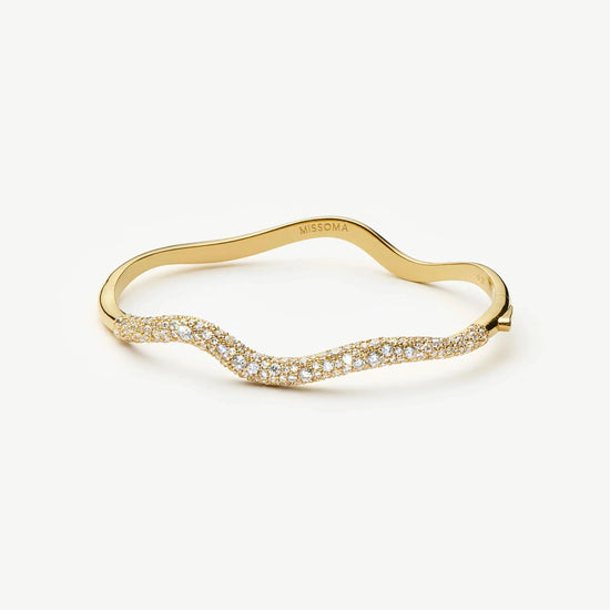 Molten Snow Ripple Hinged Bangle | 18ct Gold Plated/Cubic Zirconia Bracelets Missoma 