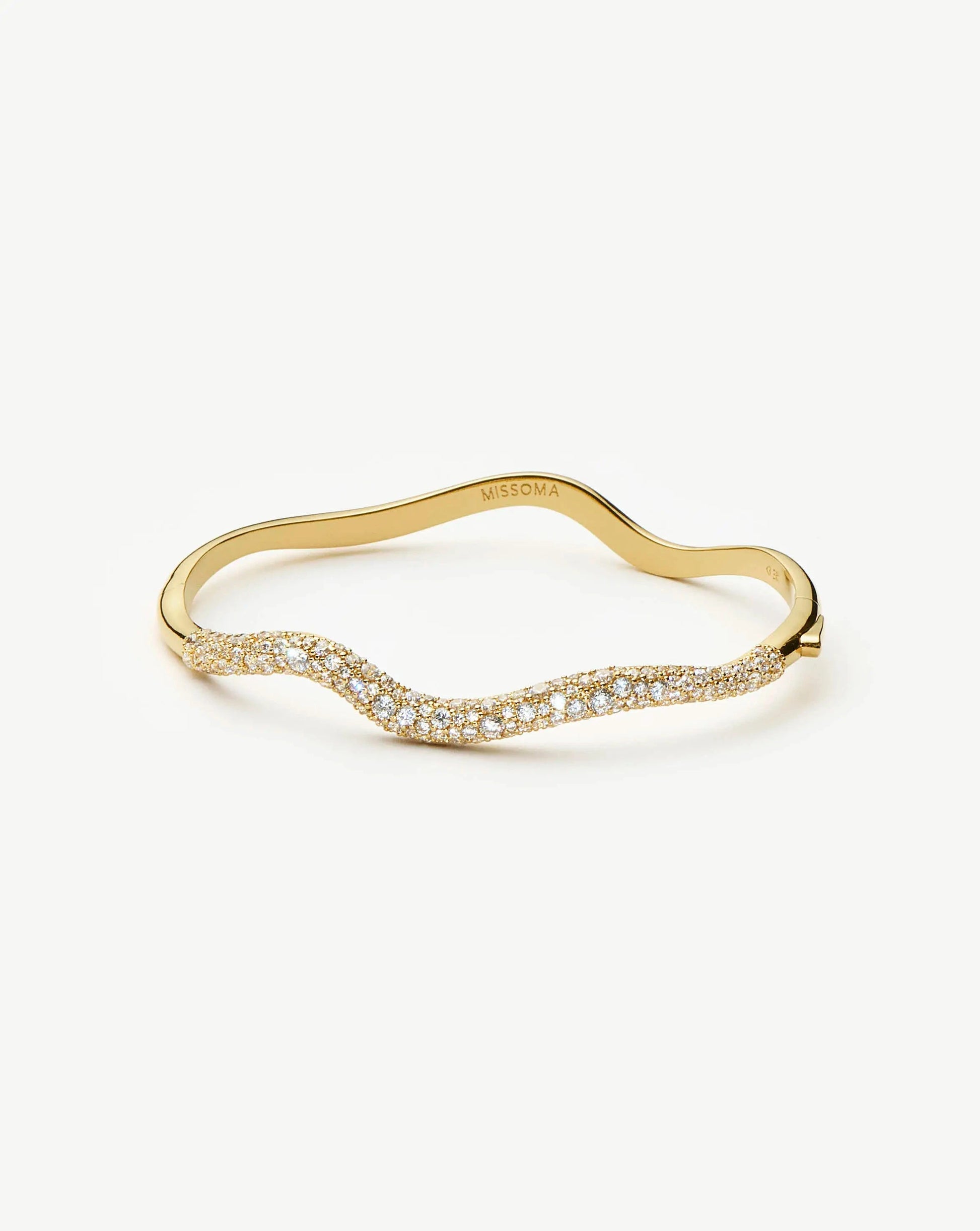 Molten Snow Ripple Hinged Bangle | 18ct Gold Plated/Cubic Zirconia Bracelets Missoma 