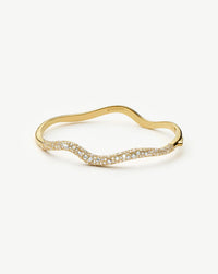 Molten Snow Ripple Hinged Bangle | 18ct Gold Plated/Cubic Zirconia Bracelets Missoma 