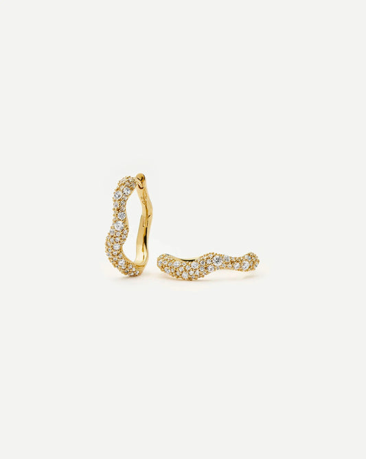 Molten Snow Small Hoop Earrings | 18ct Gold Vermeil/Cubic Zirconia Earrings Missoma 