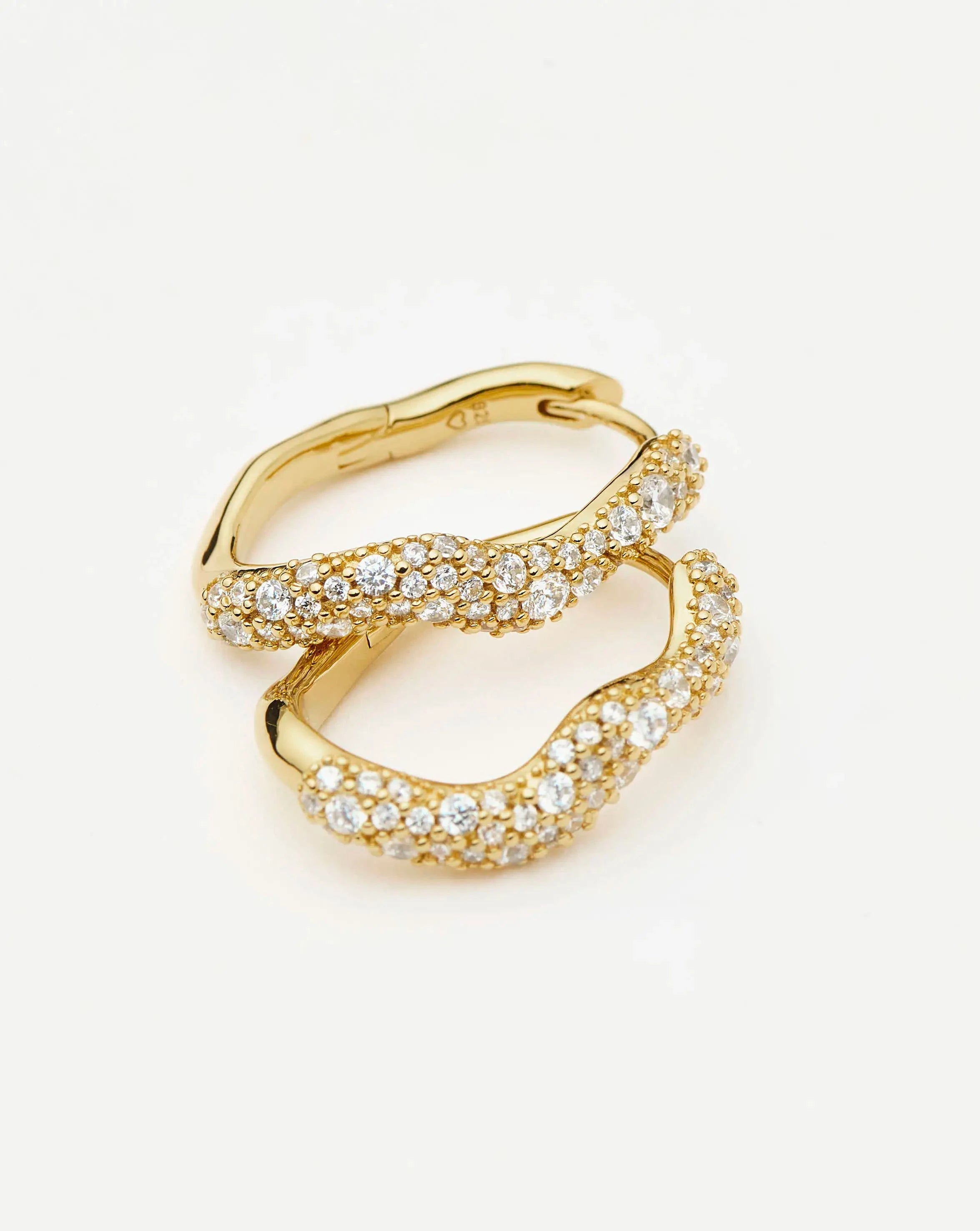 Molten Snow Small Hoop Earrings | 18ct Gold Vermeil/Cubic Zirconia Earrings Missoma 