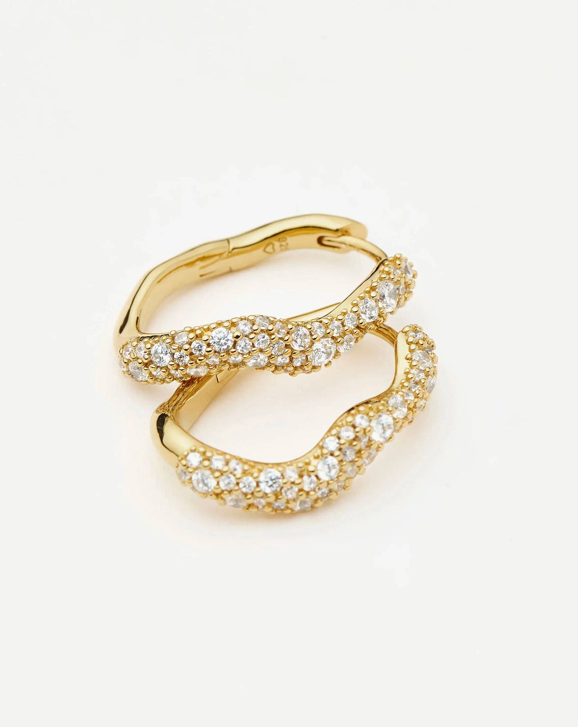 Molten Snow Small Hoop Earrings | 18ct Gold Vermeil/Cubic Zirconia Earrings Missoma 