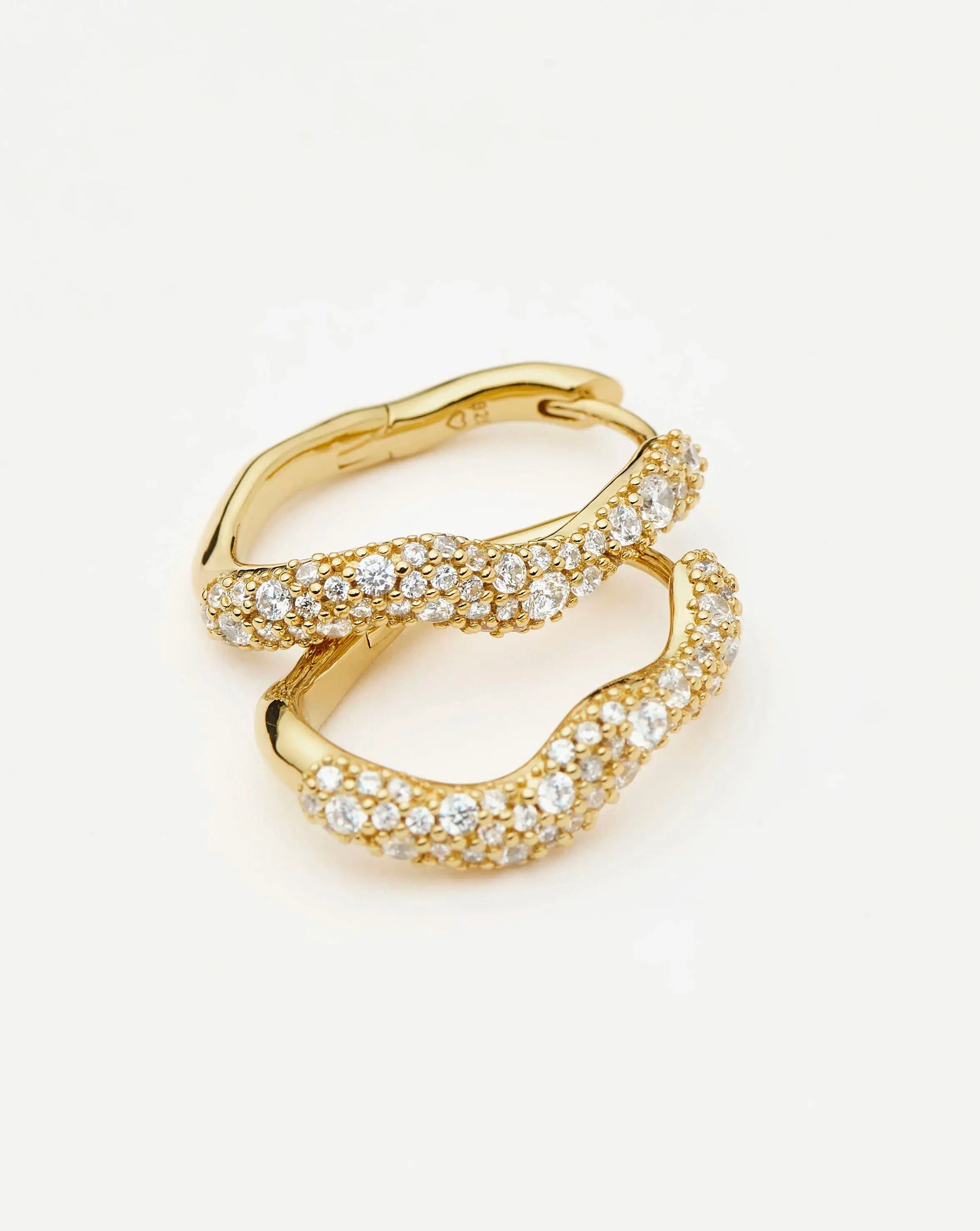 Molten Snow Small Hoop Earrings | 18ct Gold Vermeil/Cubic Zirconia Earrings Missoma 