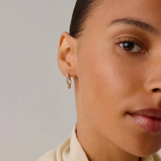 Molten Snow Small Hoop Earrings | 18ct Gold Vermeil/Cubic Zirconia Earrings Missoma 