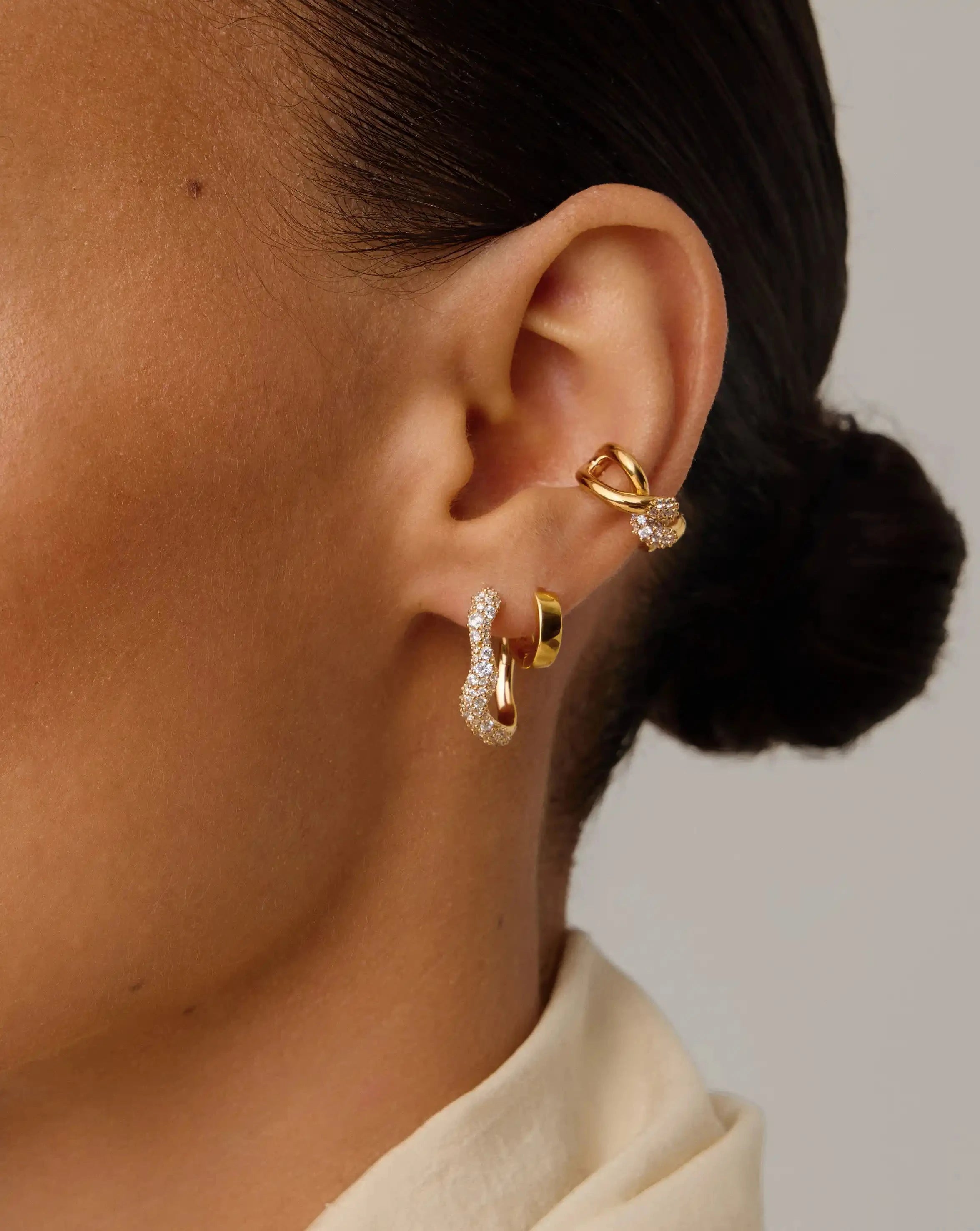 Molten Snow Small Hoop Earrings | 18ct Gold Vermeil/Cubic Zirconia Earrings Missoma 