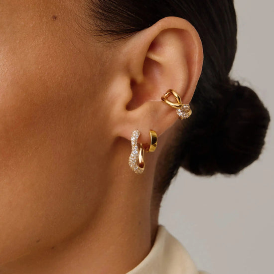 Molten Snow Small Hoop Earrings | 18ct Gold Vermeil/Cubic Zirconia Earrings Missoma 