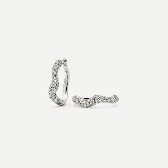 Molten Snow Small Hoop Earrings | Sterling Silver/Cubic Zirconia Earrings Missoma 