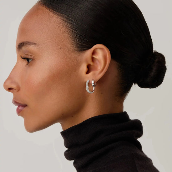 Molten Snow Small Hoop Earrings | Sterling Silver/Cubic Zirconia Earrings Missoma 