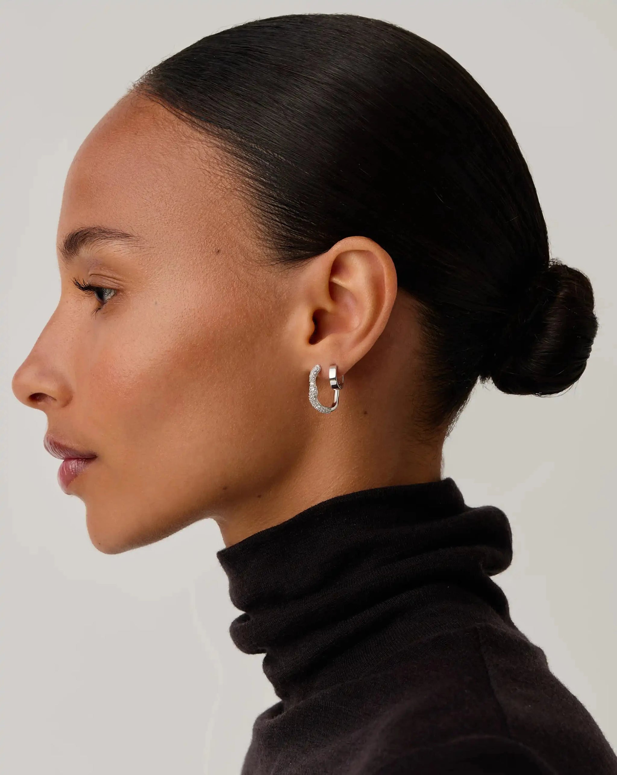 Molten Snow Small Hoop Earrings | Sterling Silver/Cubic Zirconia Earrings Missoma 