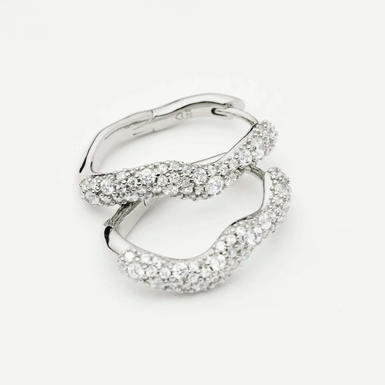 Molten Snow Small Hoop Earrings | Sterling Silver/Cubic Zirconia Earrings Missoma 