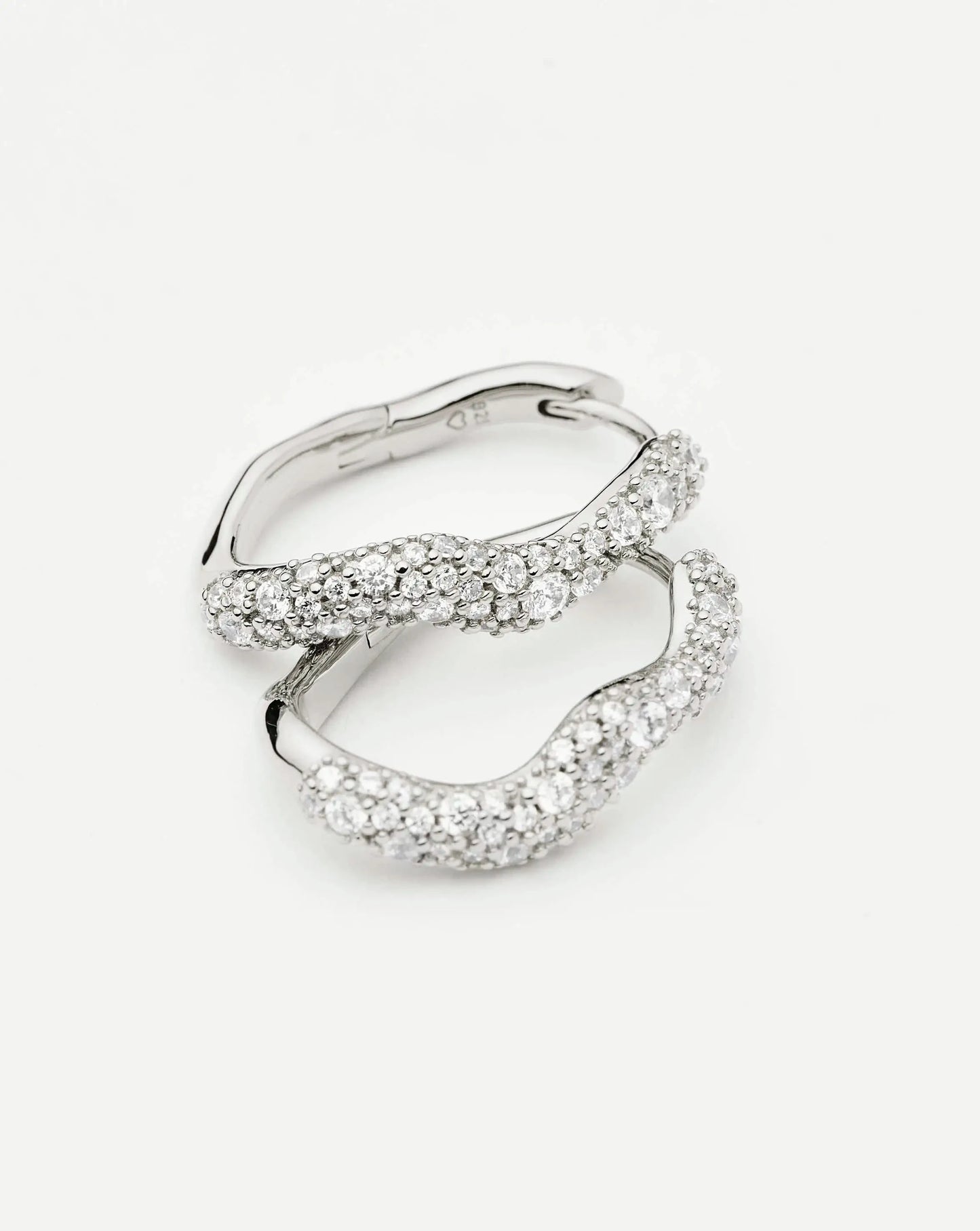 Molten Snow Small Hoop Earrings | Sterling Silver/Cubic Zirconia Earrings Missoma 