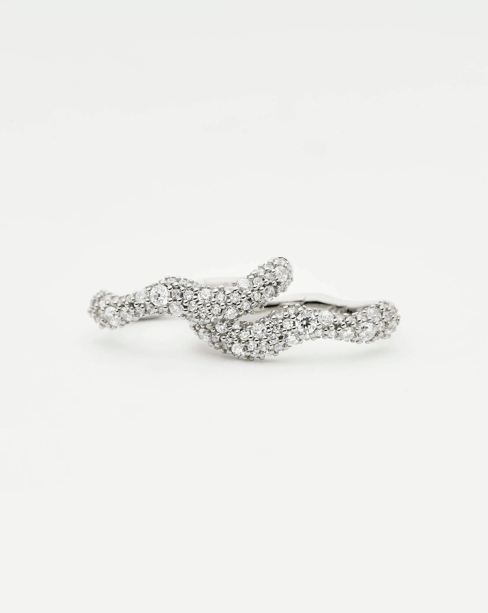Molten Snow Small Hoop Earrings | Sterling Silver/Cubic Zirconia Earrings Missoma 