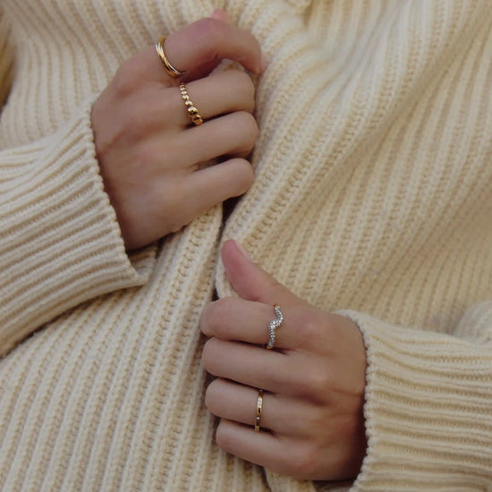 Molten Snow Stacking Ring | 18ct Gold Vermeil/Cubic Zirconia Rings Missoma 