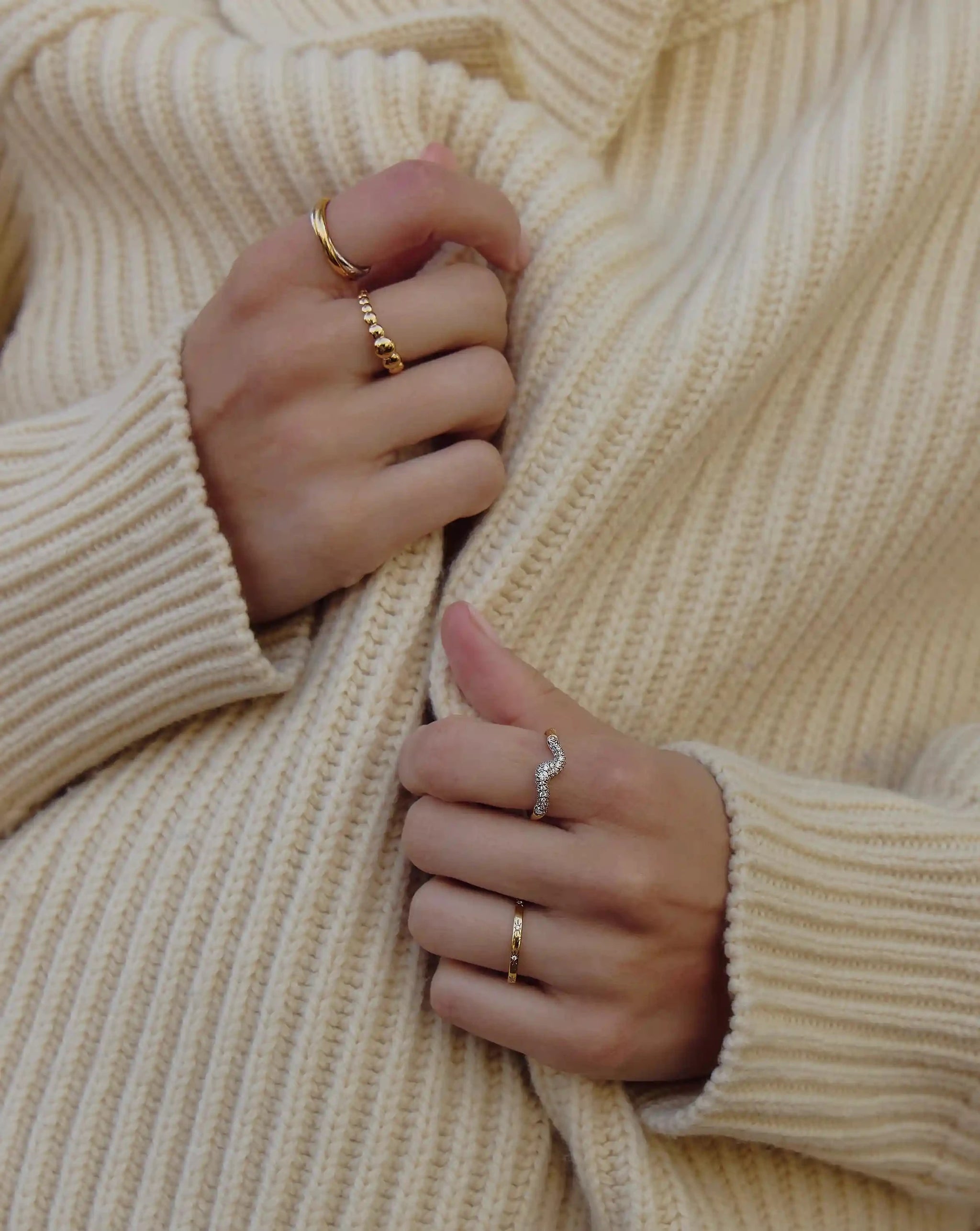 Molten Snow Stacking Ring | 18ct Gold Vermeil/Cubic Zirconia Rings Missoma 