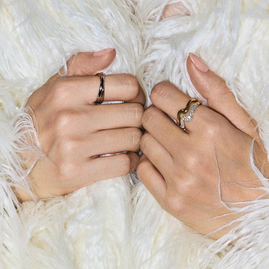 Molten Snow Stacking Ring | 18ct Gold Vermeil/Cubic Zirconia Rings Missoma 
