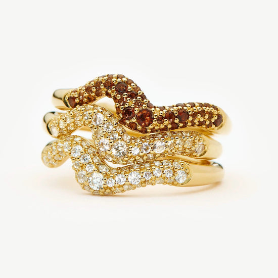 Molten Snow Stacking Ring Set | 18ct Gold Vermeil Rings Missoma 