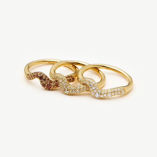 Molten Snow Stacking Ring Set | 18ct Gold Vermeil Rings Missoma 