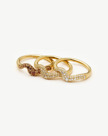 Molten Snow Stacking Ring Set | 18ct Gold Vermeil Rings Missoma 
