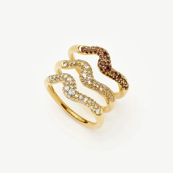 Molten Snow Stacking Ring Set | 18ct Gold Vermeil Rings Missoma 