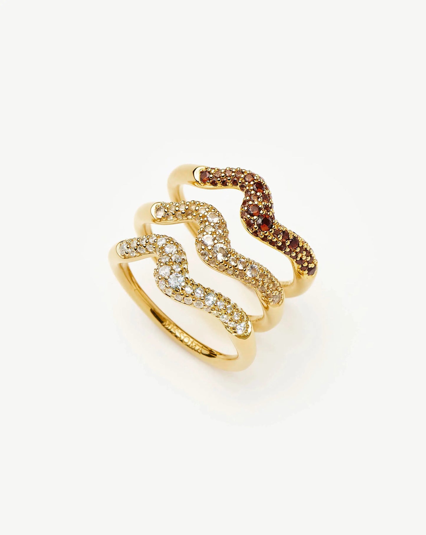 Molten Snow Stacking Ring Set | 18ct Gold Vermeil Rings Missoma 