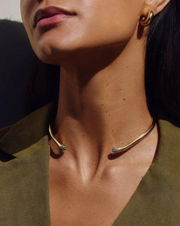 Molten Snow Torque Statement Necklace | 18ct Gold Plated/Cubic Zirconia Necklaces Missoma 