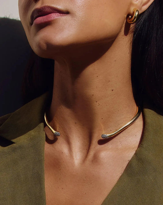 Molten Snow Torque Statement Necklace | 18ct Gold Plated/Cubic Zirconia Necklaces Missoma 