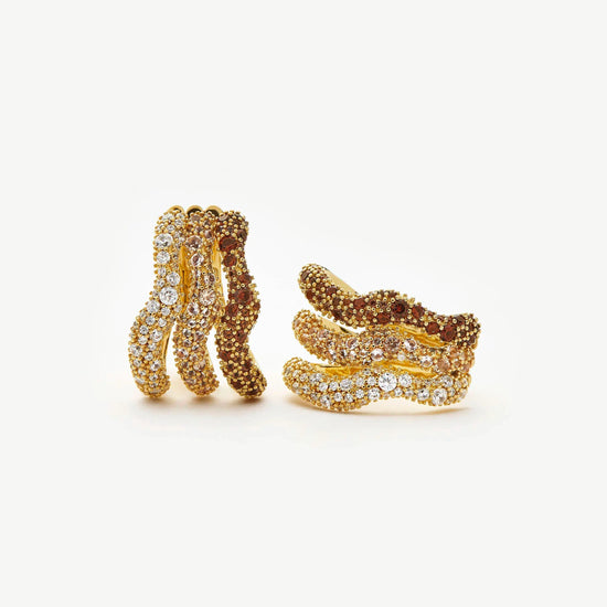 Molten Snow Triple Pavé Small Hoop Earrings | 18ct Gold Plated/Cubic Zirconia Earrings Missoma 