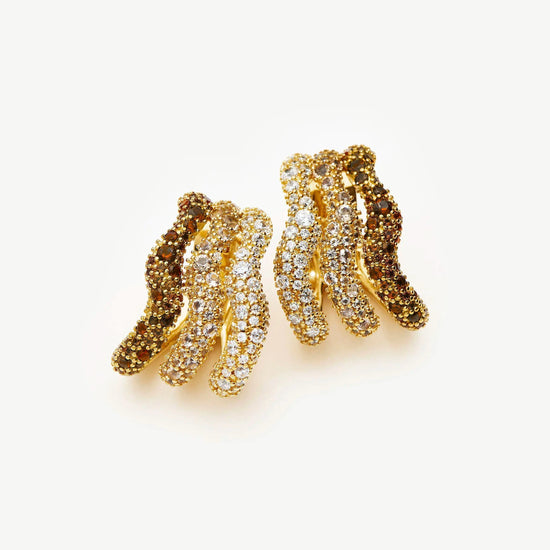 Molten Snow Triple Pavé Small Hoop Earrings | 18ct Gold Plated/Cubic Zirconia Earrings Missoma 