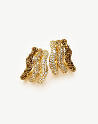 Molten Snow Triple Pavé Small Hoop Earrings | 18ct Gold Plated/Cubic Zirconia Earrings Missoma 