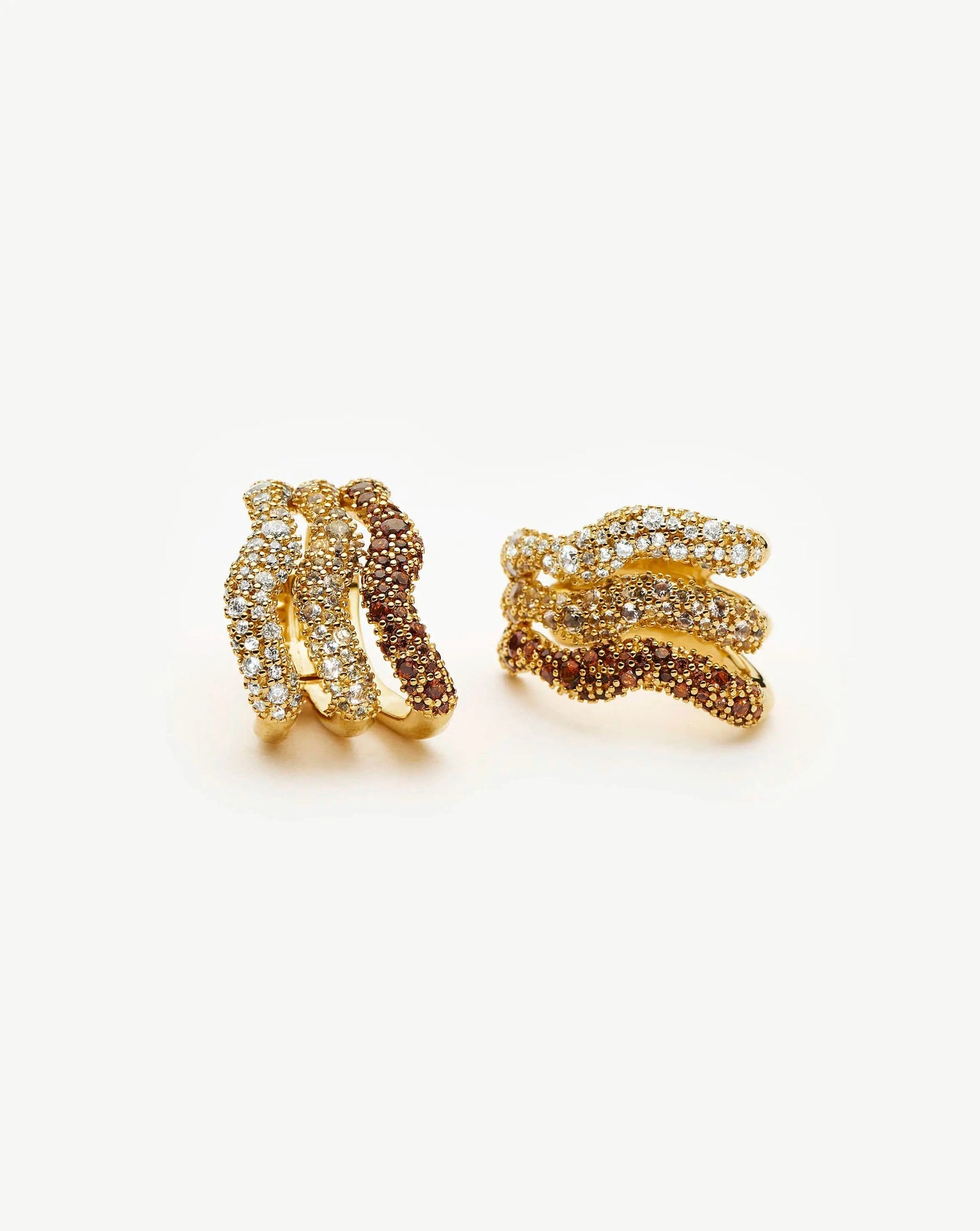 Molten Snow Triple Pavé Small Hoop Earrings | 18ct Gold Plated/Cubic Zirconia Earrings Missoma 