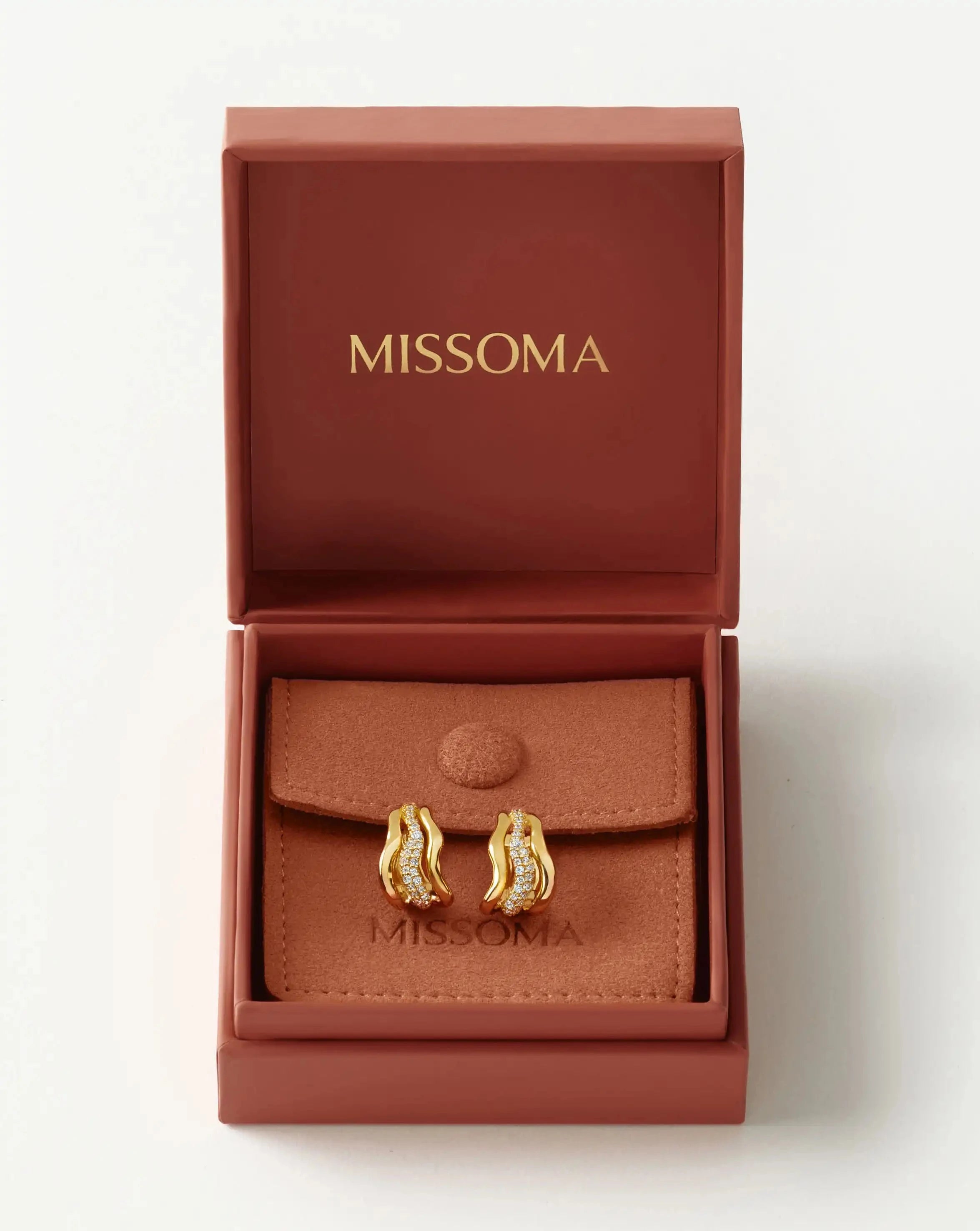 Molten Snow Triple Small Hoop Earrings | 18ct Gold Plated/Cubic Zirconia Earrings Missoma 