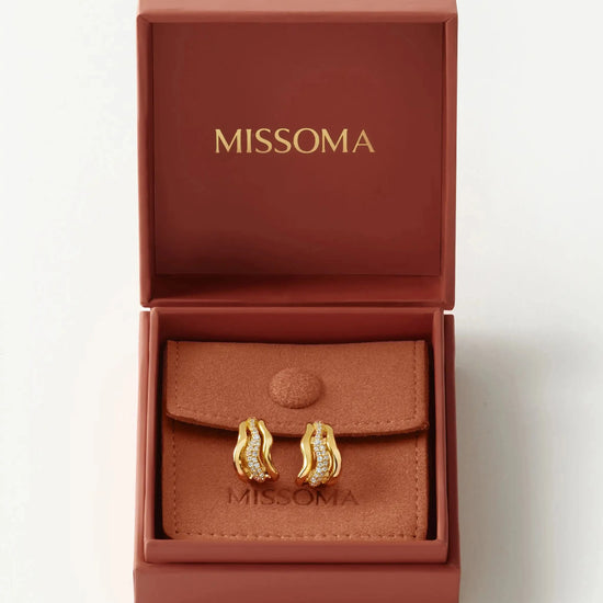 Molten Snow Triple Small Hoop Earrings | 18ct Gold Plated/Cubic Zirconia Earrings Missoma 