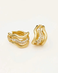 Molten Snow Triple Small Hoop Earrings | 18ct Gold Plated/Cubic Zirconia Earrings Missoma 