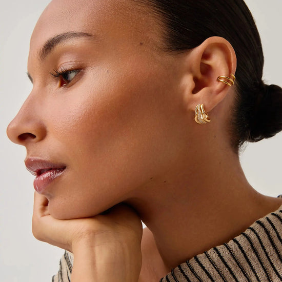 Molten Snow Triple Small Hoop Earrings | 18ct Gold Plated/Cubic Zirconia Earrings Missoma 
