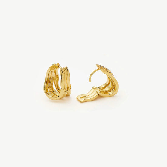 Molten Snow Triple Small Hoop Earrings | 18ct Gold Plated/Cubic Zirconia Earrings Missoma 