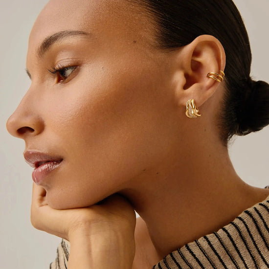 Molten Snow Triple Small Hoop Earrings | 18ct Gold Plated/Cubic Zirconia Earrings Missoma 