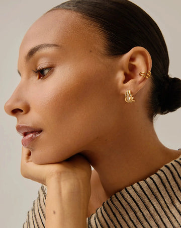 Molten Snow Triple Small Hoop Earrings | 18ct Gold Plated/Cubic Zirconia Earrings Missoma 