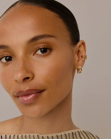 Molten Snow Triple Small Hoop Earrings | 18ct Gold Plated/Cubic Zirconia Earrings Missoma 