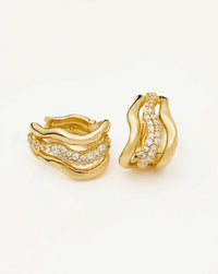 Molten Snow Triple Small Hoop Earrings | 18ct Gold Plated/Cubic Zirconia Earrings Missoma 