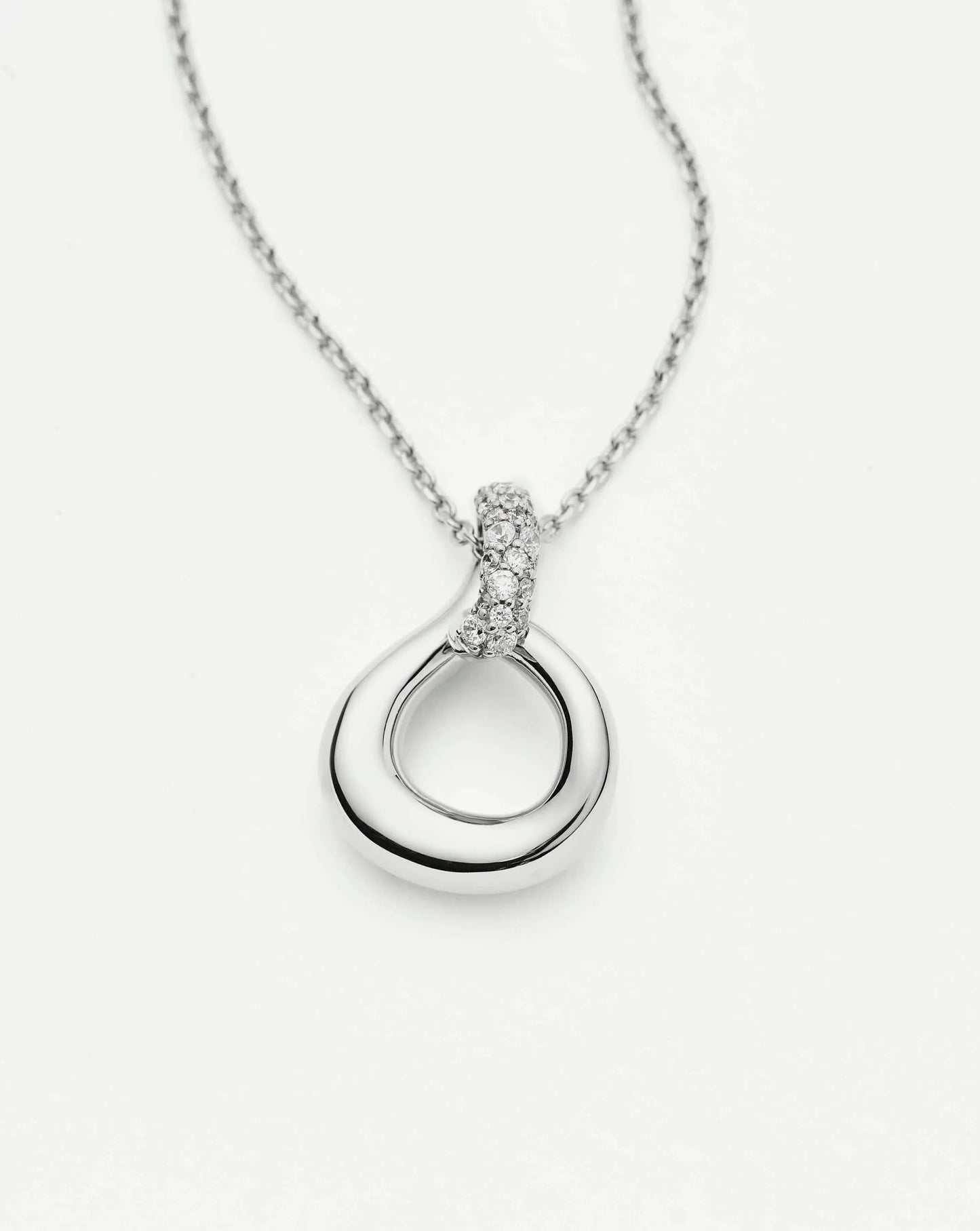 Molten Snow Twisted Pendant Necklace | Silver Plated/Cubic Zirconia Necklaces Missoma 